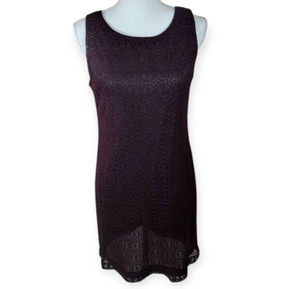 DAWN JOY FASHIONS SHEER BLACK/HINT OF PURPLE LACE DRESS SZ.5-6 EUC. - Picture 1 of 7